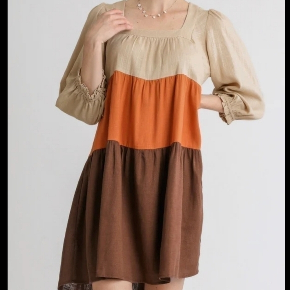 Umgee Dresses & Skirts - Umgee Colorblock Tiered Dress Cottagecore Farmhouse Bohemian Coastal Medium